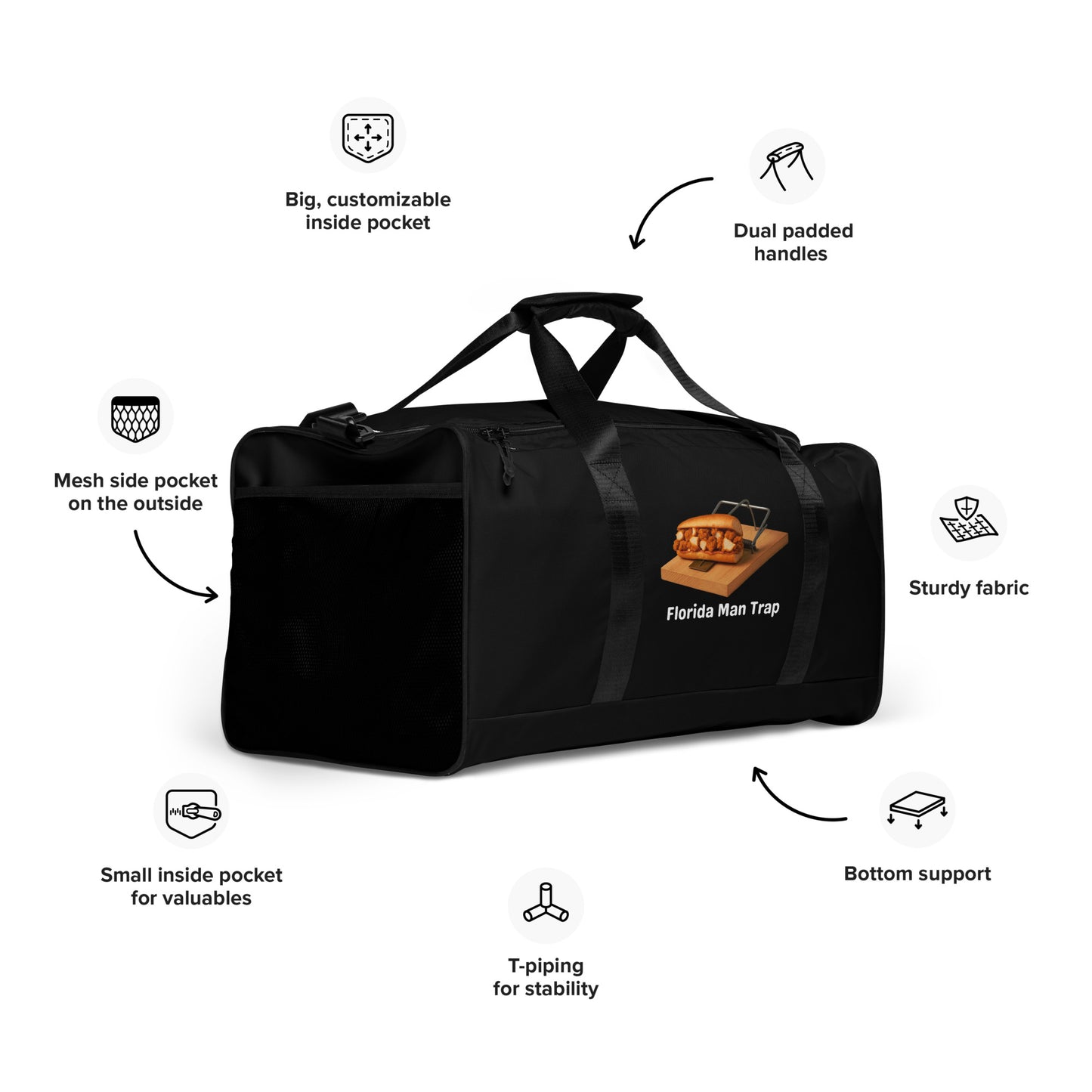 Florida Man Trap (Chicken Tender Sub) Duffle Bag