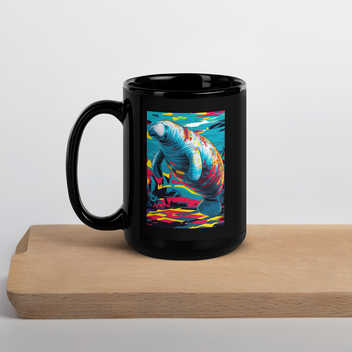 Pop Art Manatee Black Glossy Mug