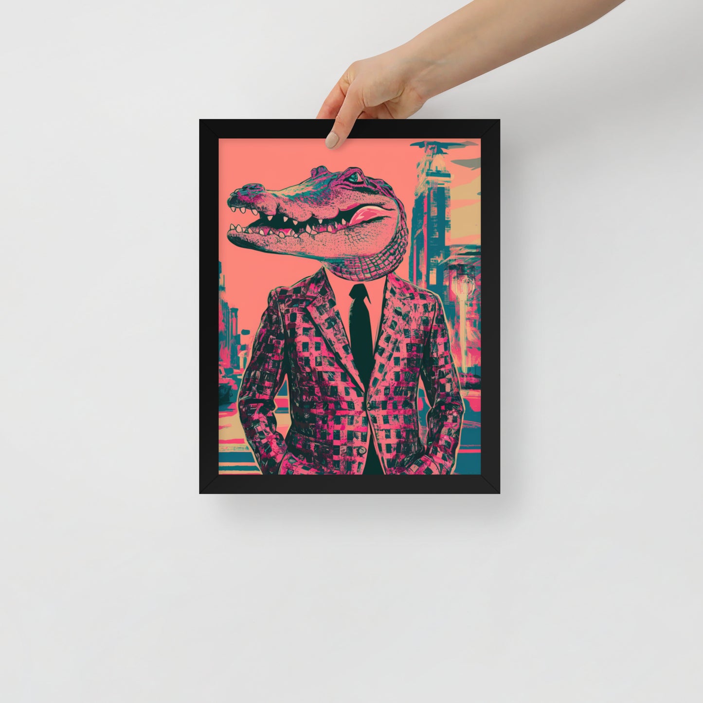 Pink Pop Art Gator Framed Poster