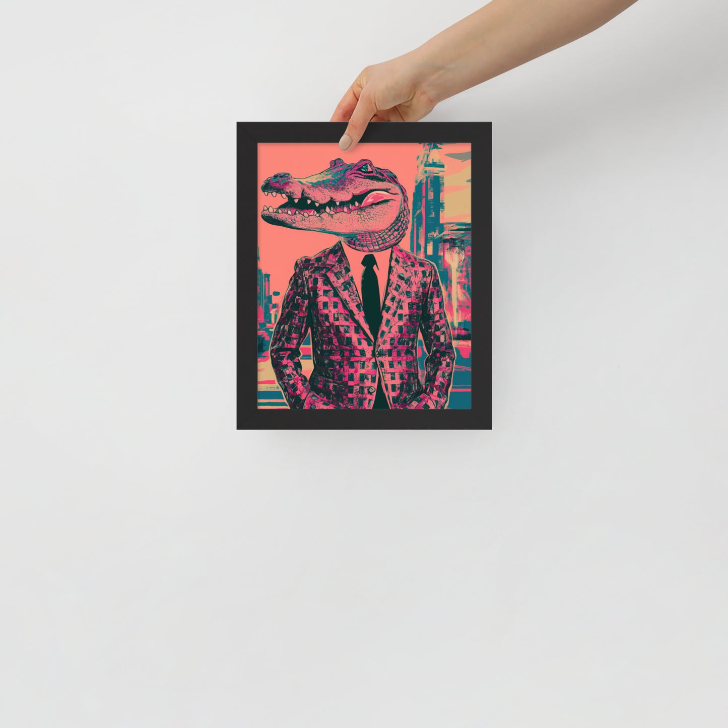 Pink Pop Art Gator Framed Poster