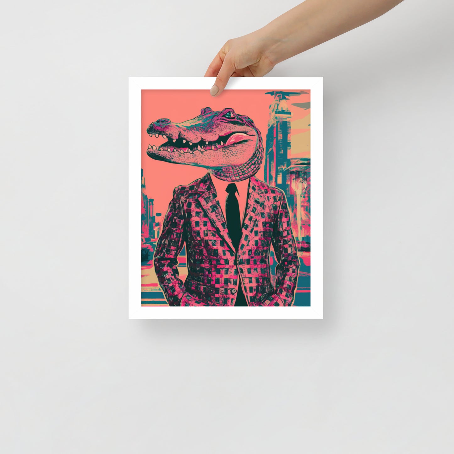 Pink Pop Art Gator Framed Poster