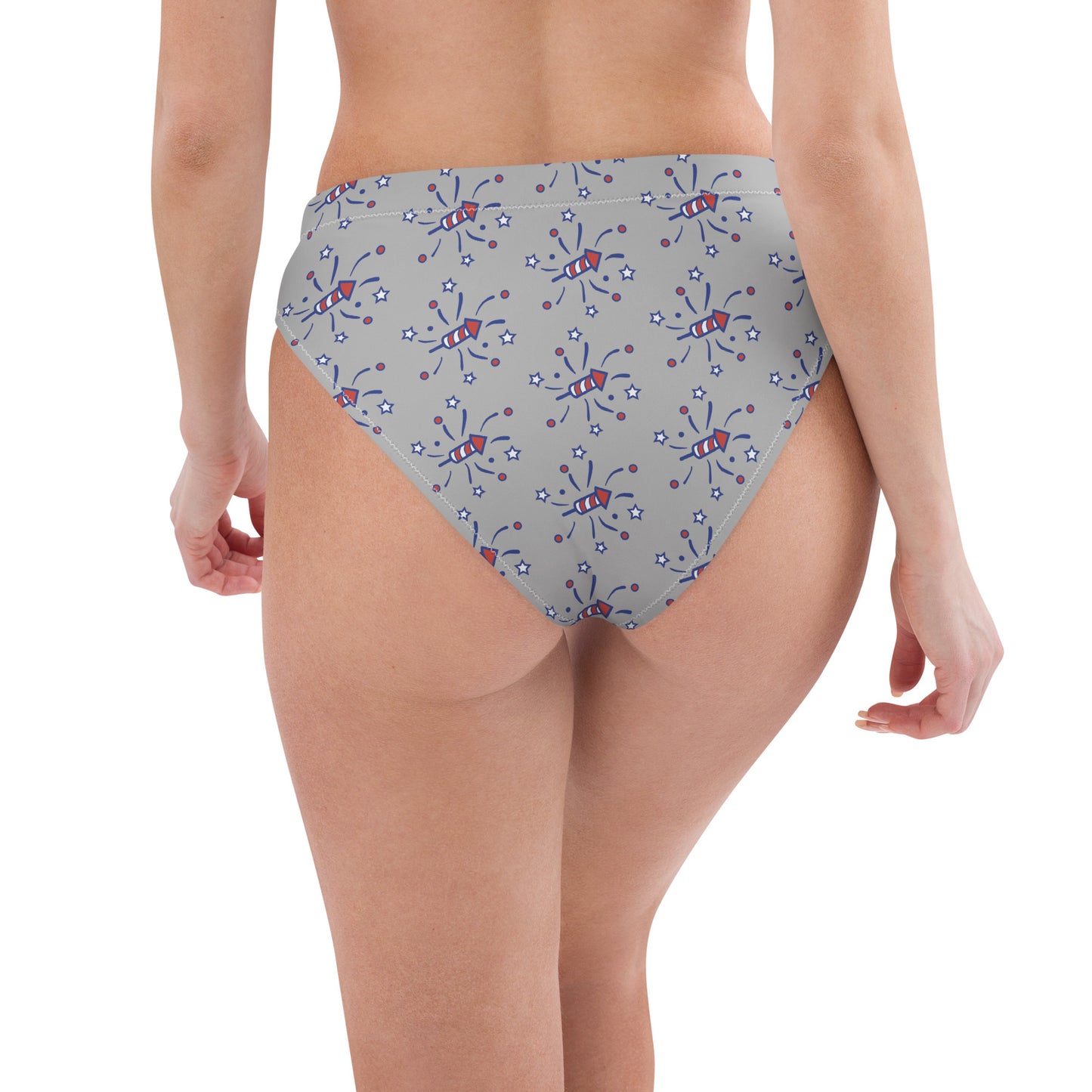 Firecracker Recycled High-Waist Bikini Bottom - Gray