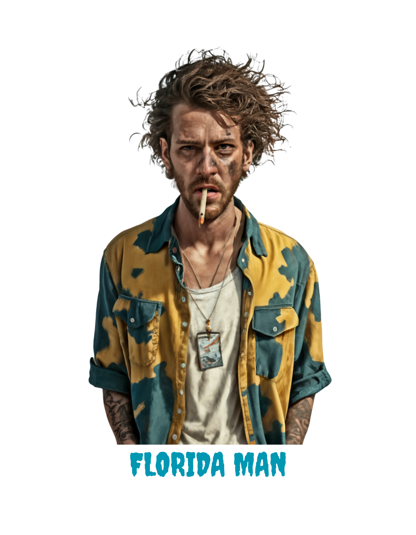 Florida Man Smoking Crossover Leggings With Pockets - Indigo