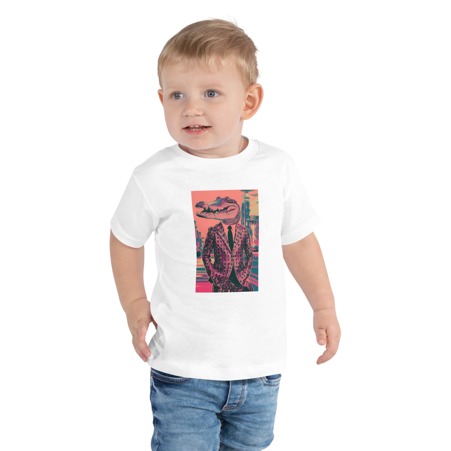 Pink Pop Art Gator Toddler Short Sleeve Tee