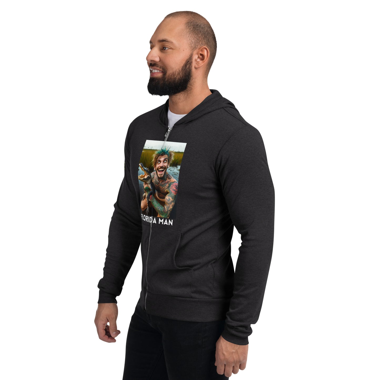 Florida Man Holding Gator Unisex Zip Hoodie