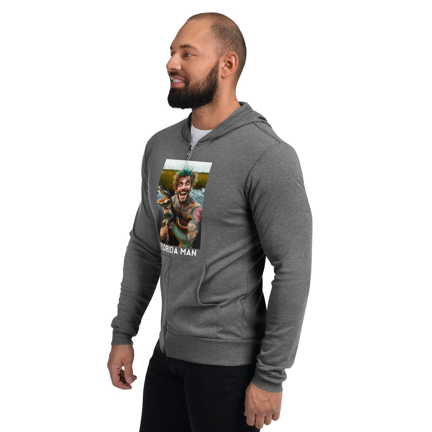 Florida Man Holding Gator Unisex Zip Hoodie