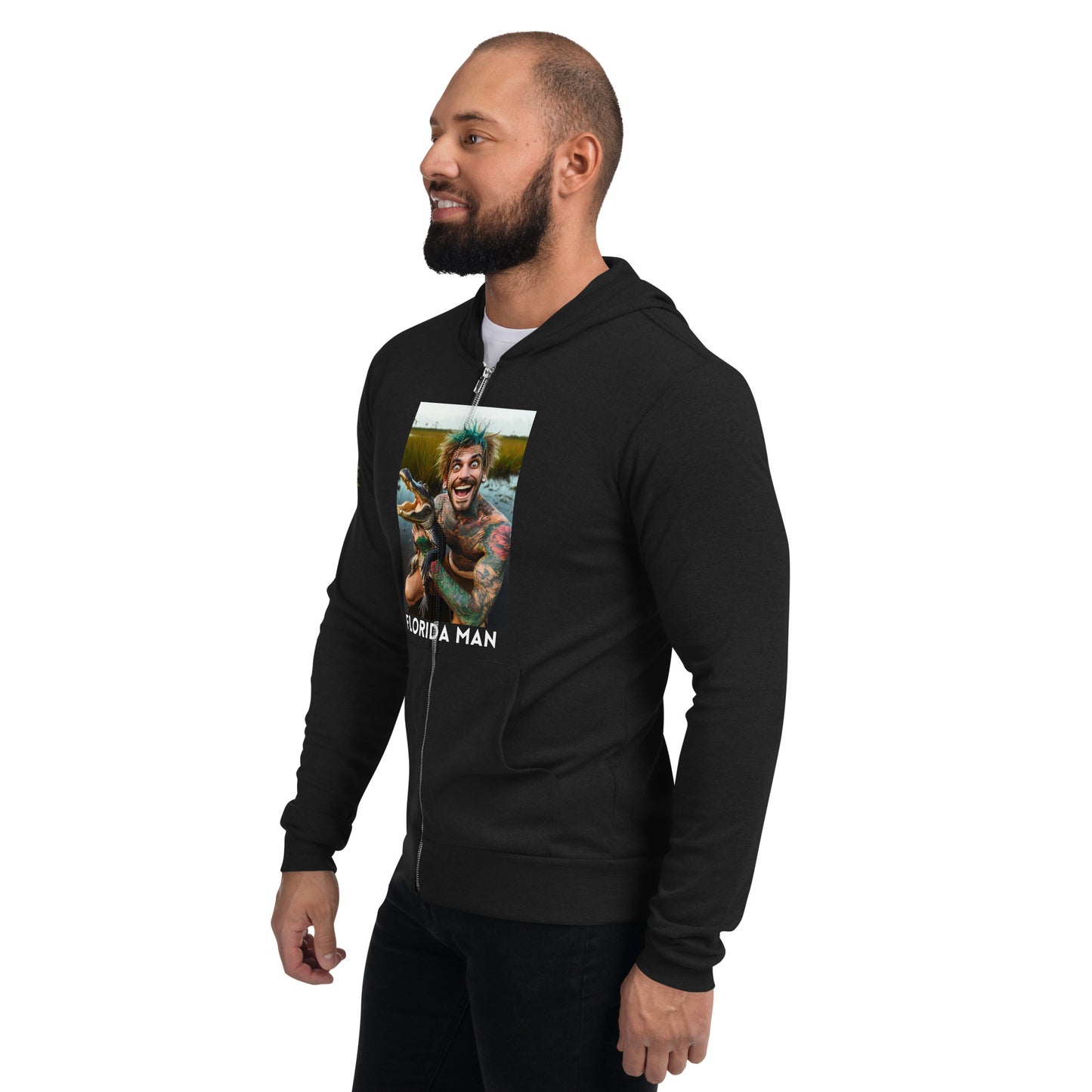 Florida Man Holding Gator Unisex Zip Hoodie