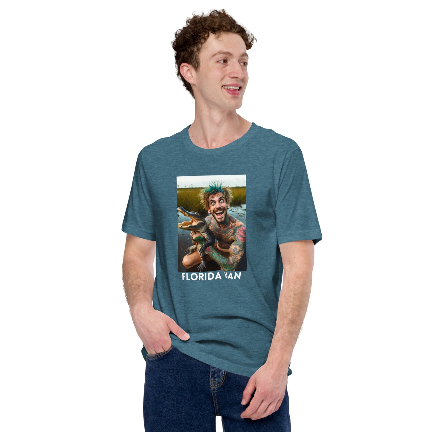 Florida Man Holding Gator Unisex Bella + Canvas Tee