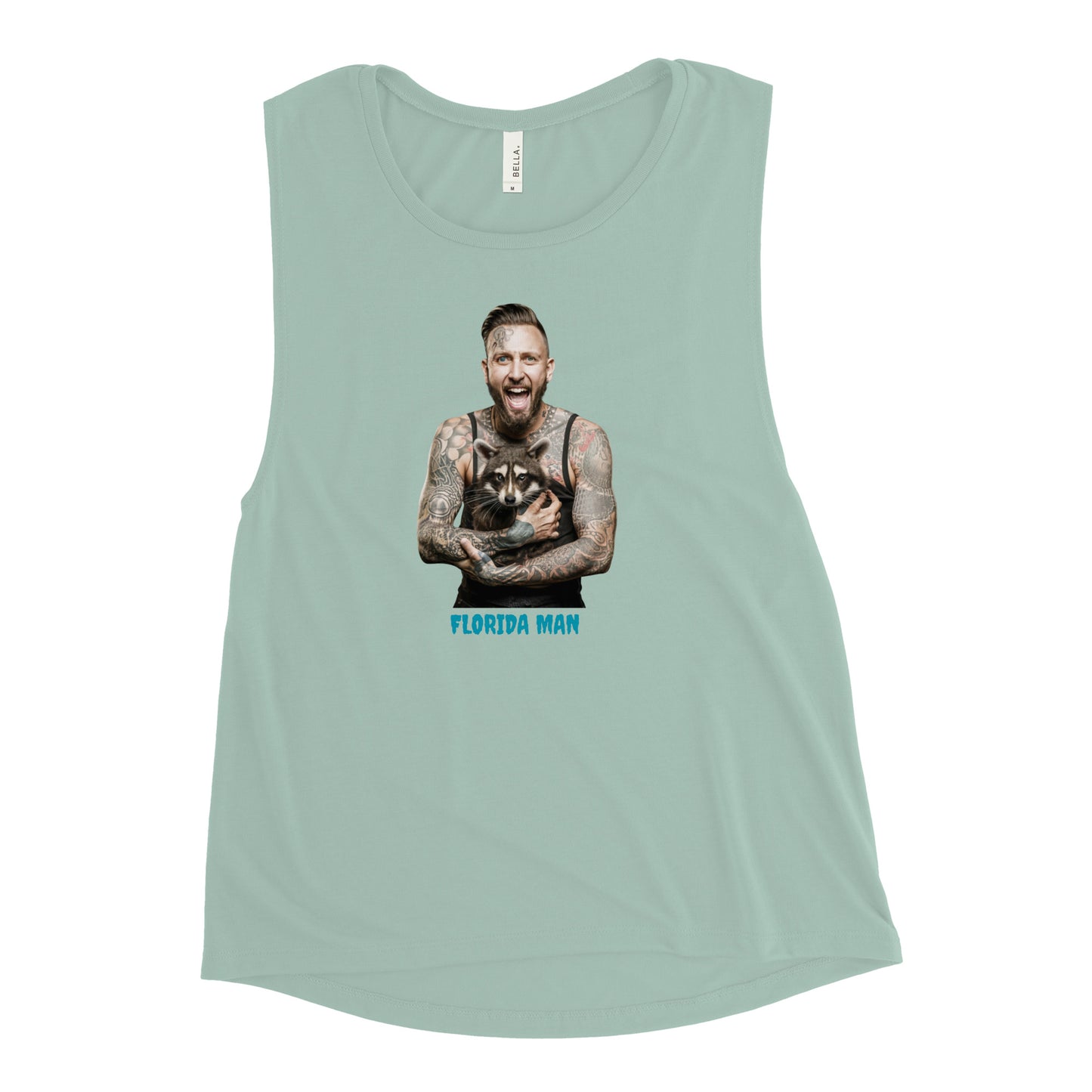 Florida Man Holding Raccoon Ladies’ Muscle Tank