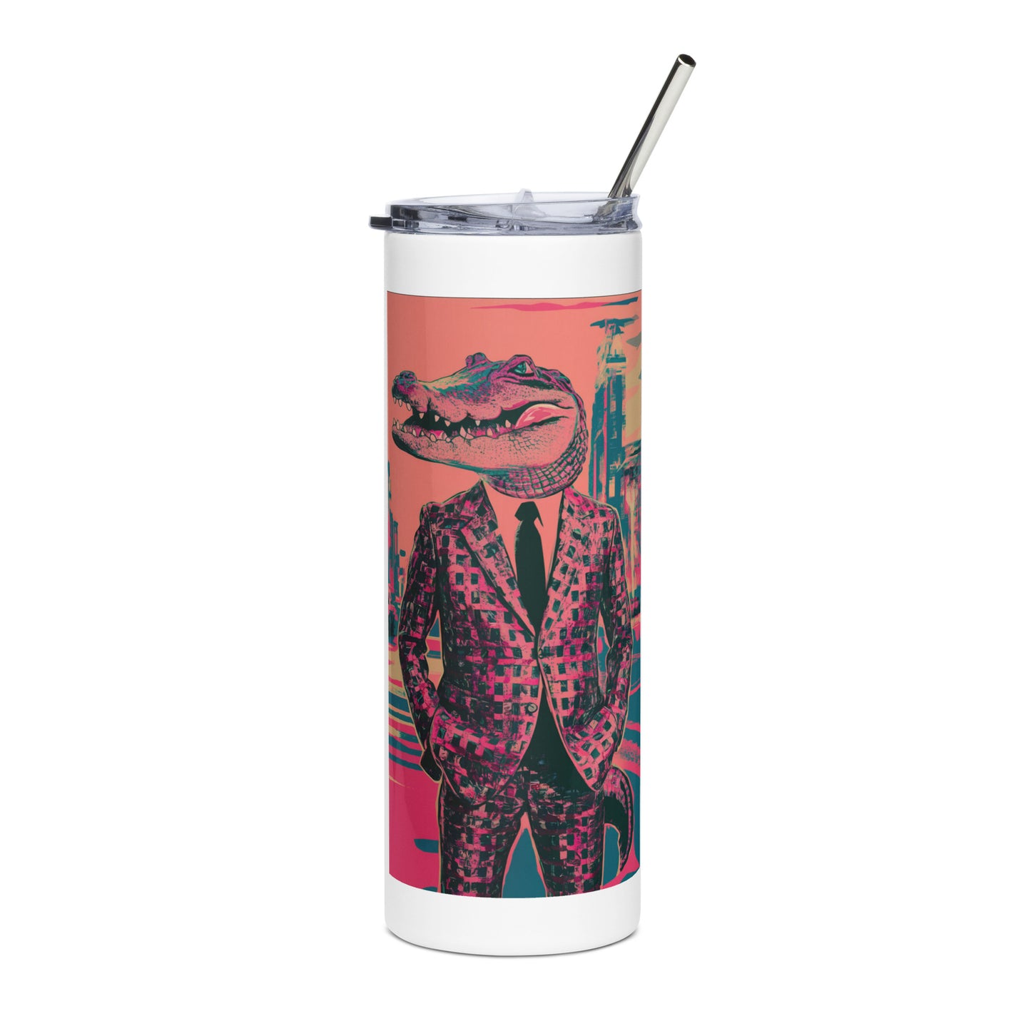 Pink Pop Art Gator Stainless Steel Tumbler - 20 Ounce