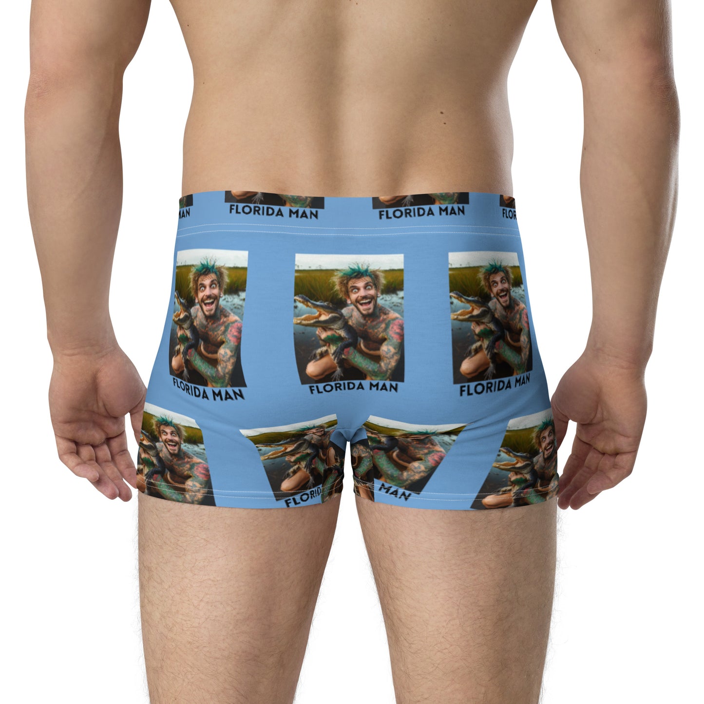 Florida Man Holding Gator Boxer Briefs - Blue