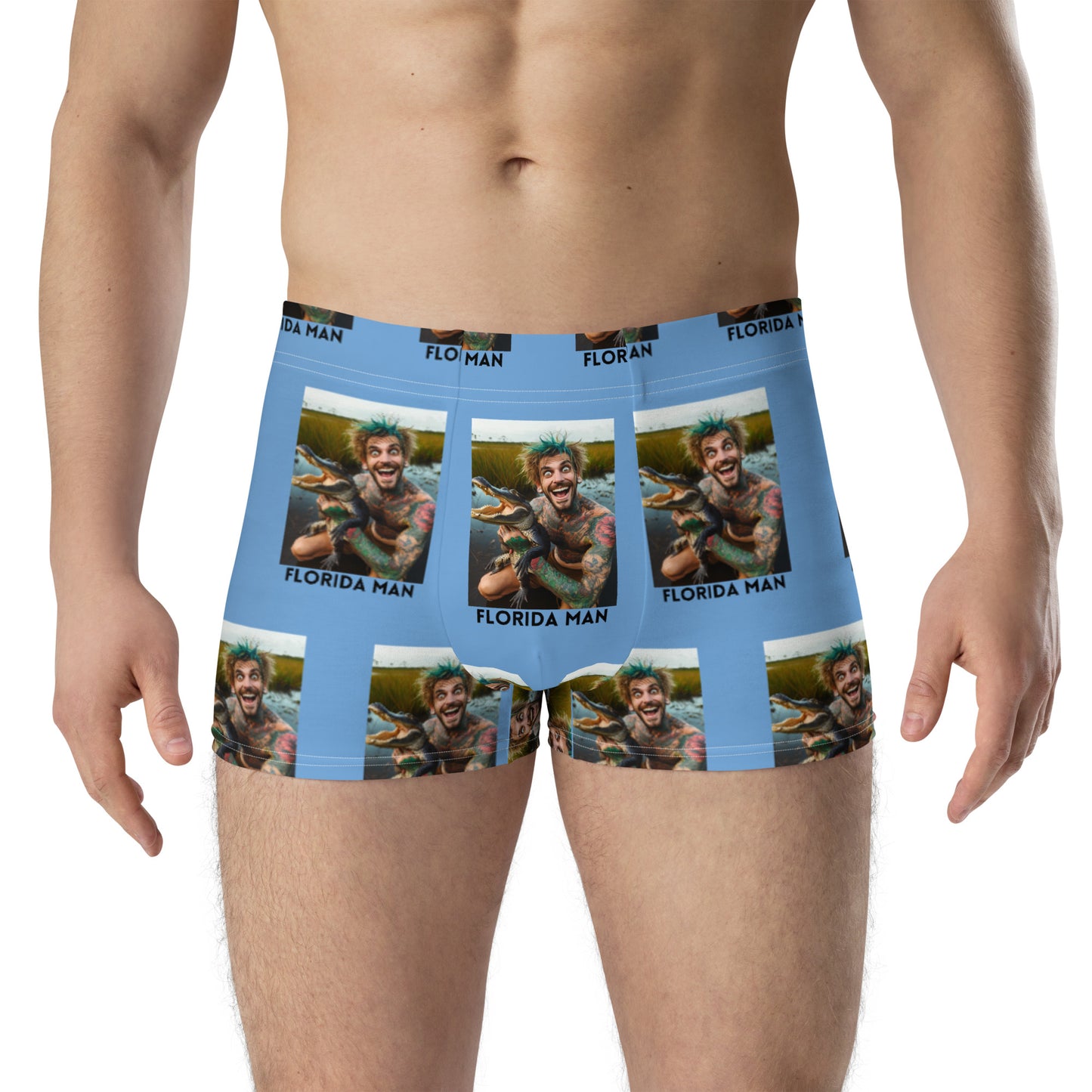 Florida Man Holding Gator Boxer Briefs - Blue