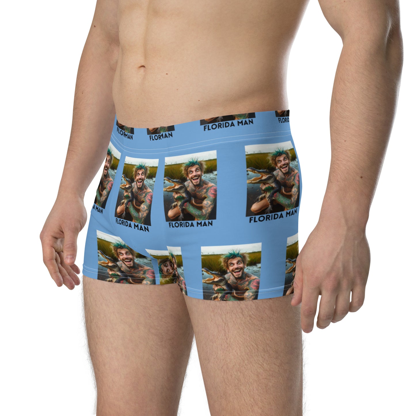 Florida Man Holding Gator Boxer Briefs - Blue