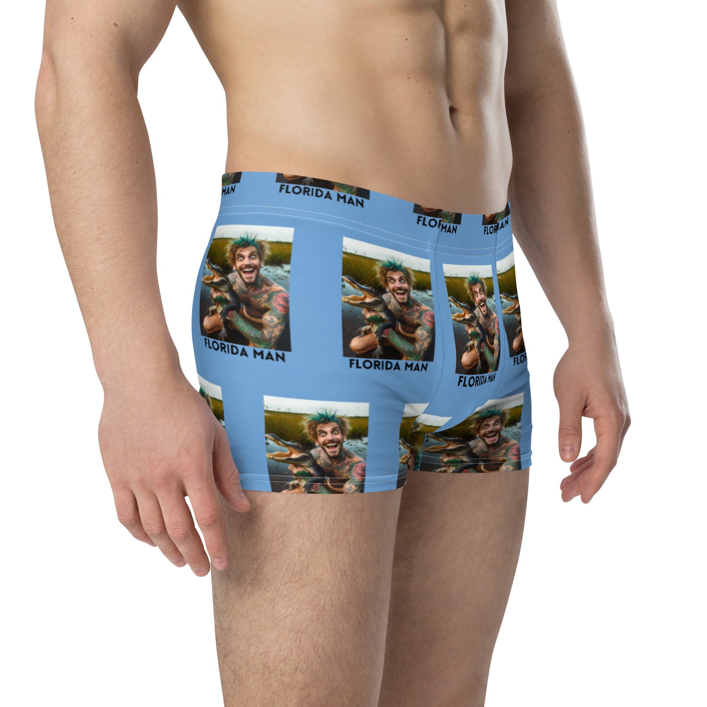 Florida Man Holding Gator Boxer Briefs - Blue