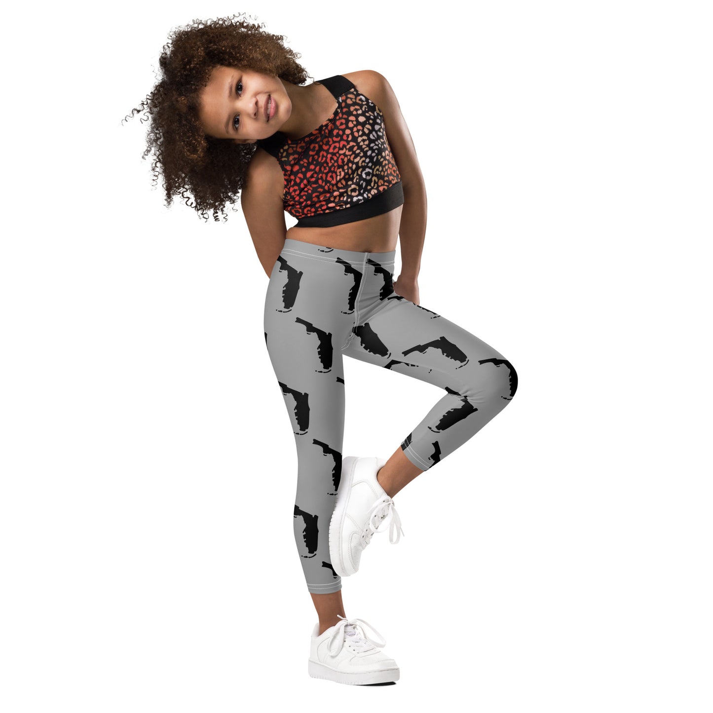 Florida All-Over Print Kids Leggings - Gray