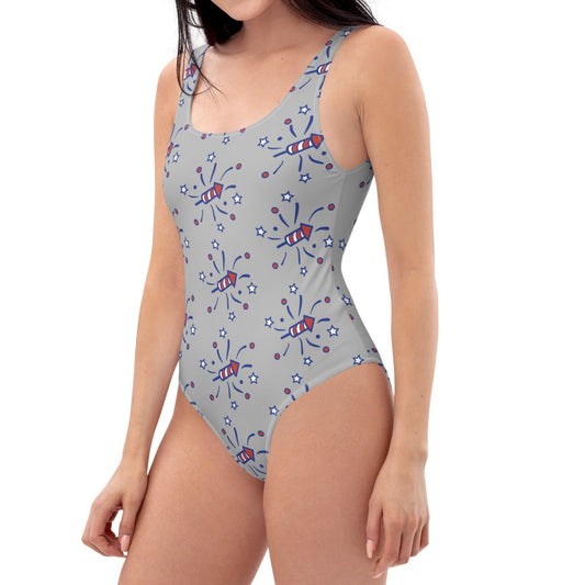 Firecracker One-Piece Swimsuit - Gray