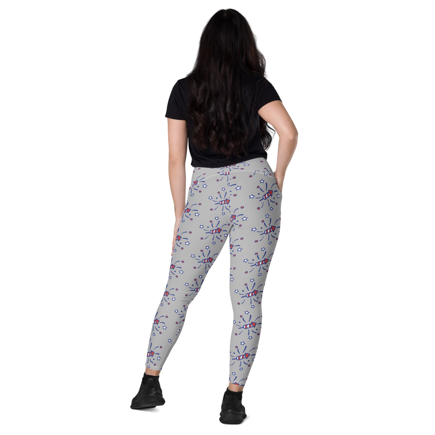 Firecracker Crossover Leggings with Pockets - Gray