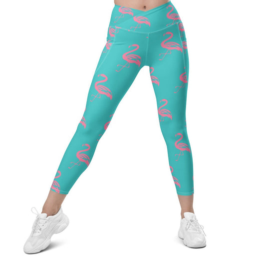 Flamingo Crossover Leggings with Pockets