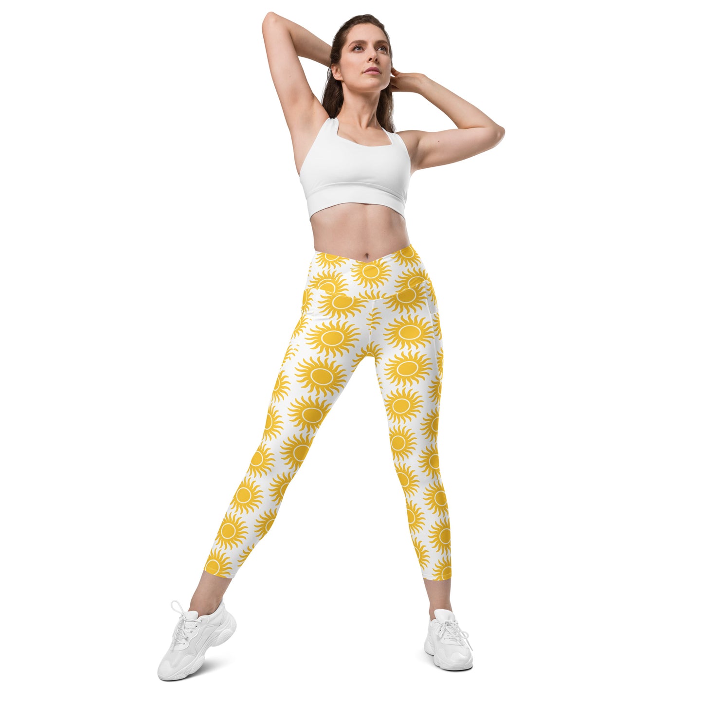 Sunburst Leggings With Pockets - White