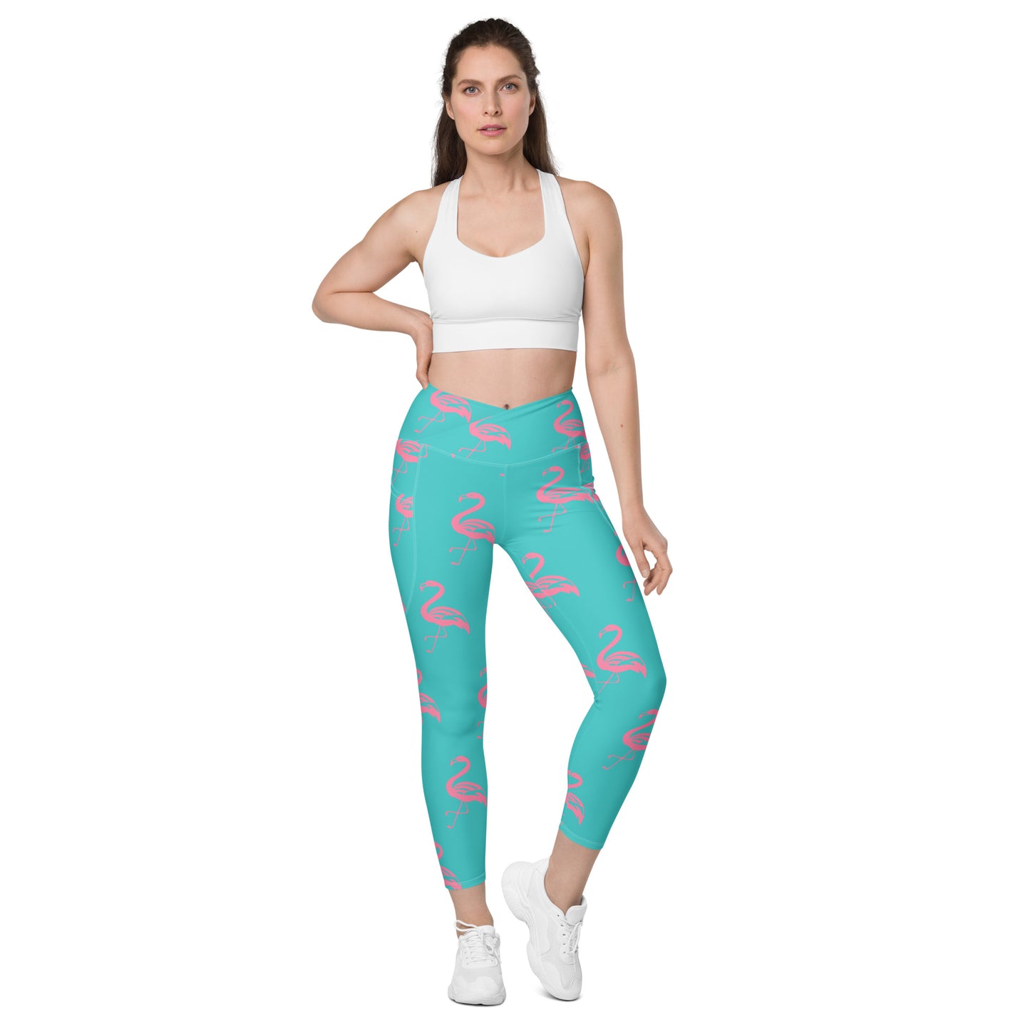 Flamingo Crossover Leggings with Pockets