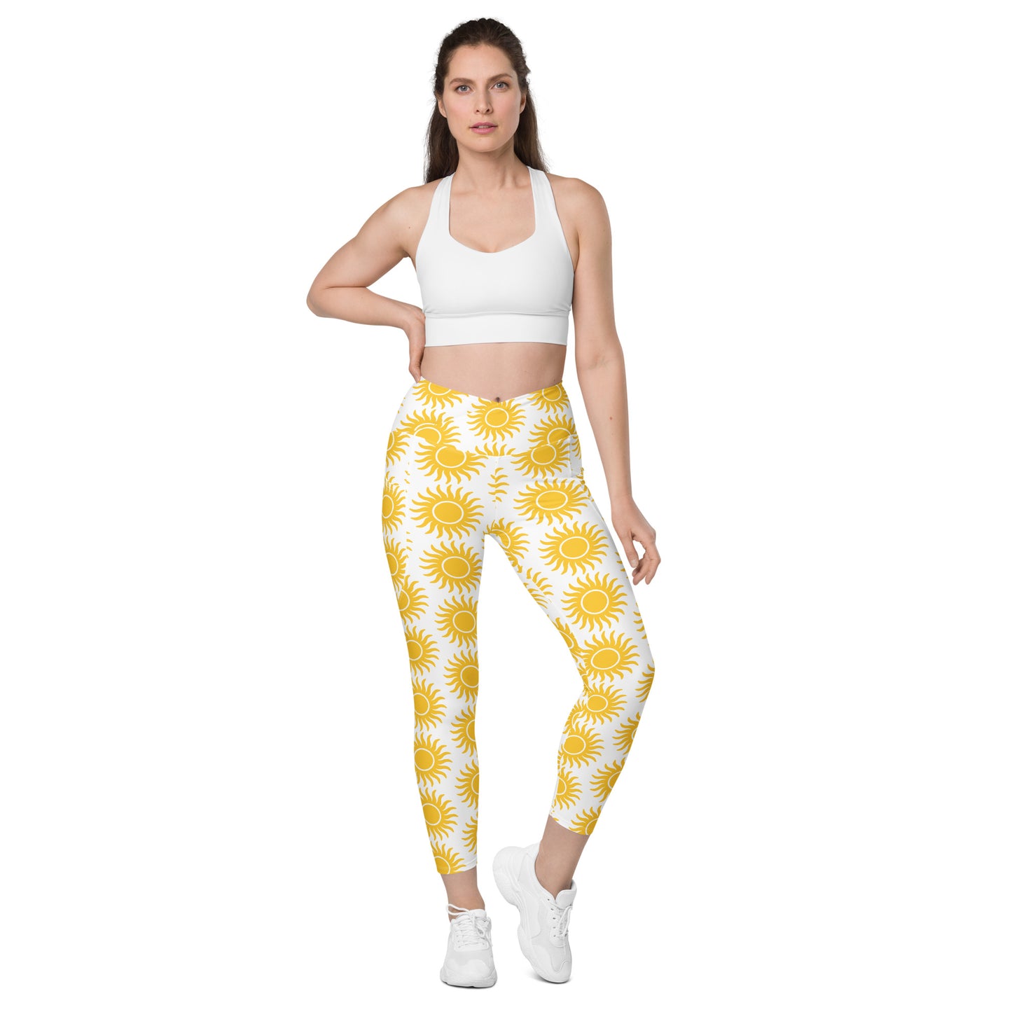 Sunburst Leggings With Pockets - White