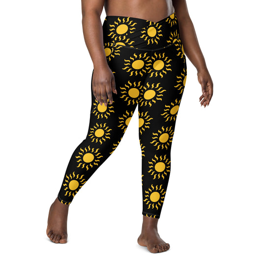 Sunshine Crossover Leggings with Pockets - Black