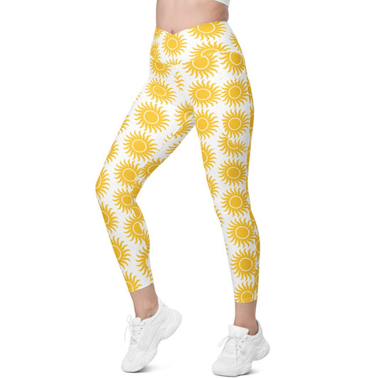 Sunburst Leggings With Pockets - White