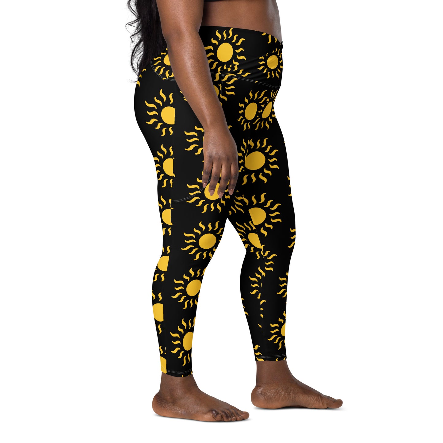 Sunshine Crossover Leggings with Pockets - Black