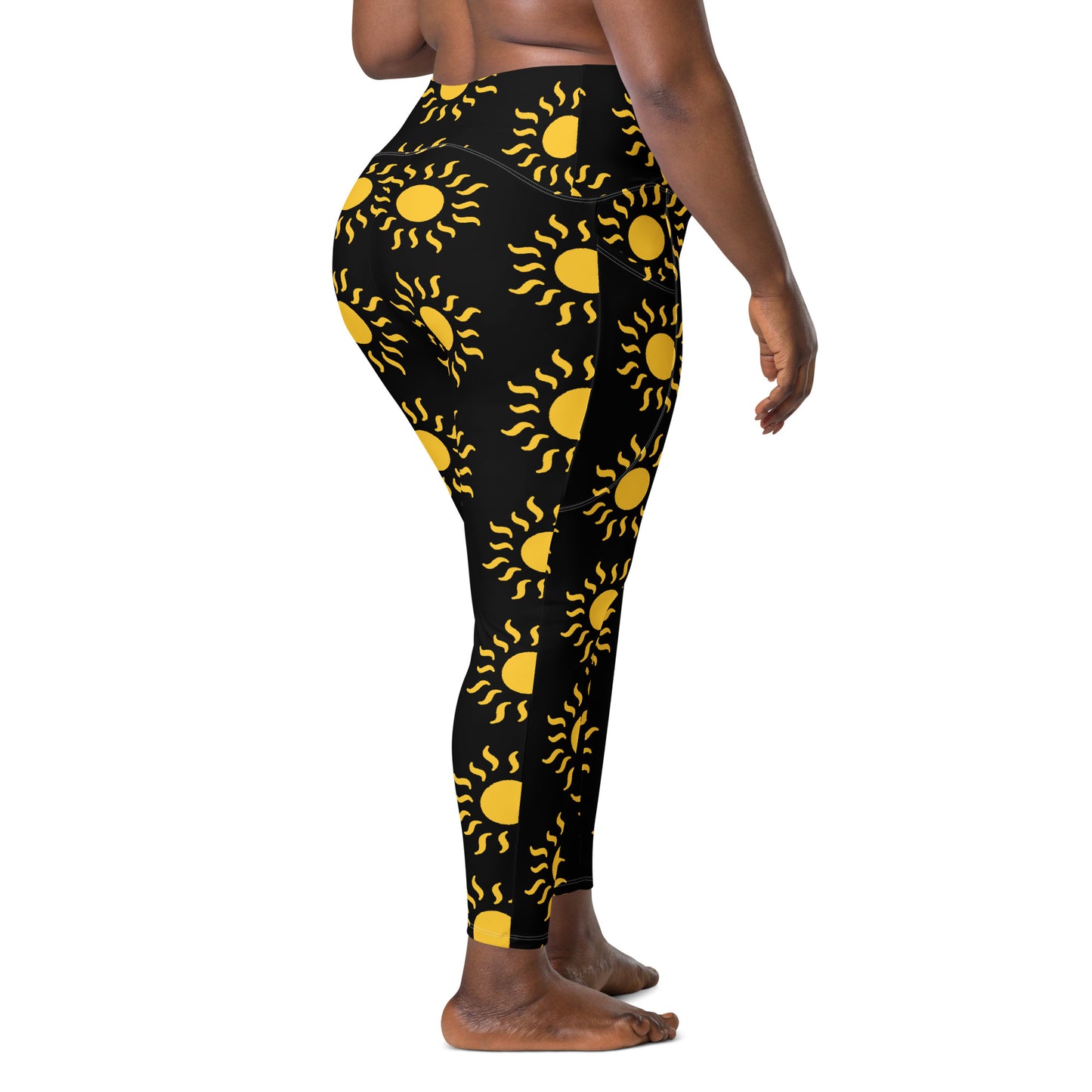 Sunshine Crossover Leggings with Pockets - Black