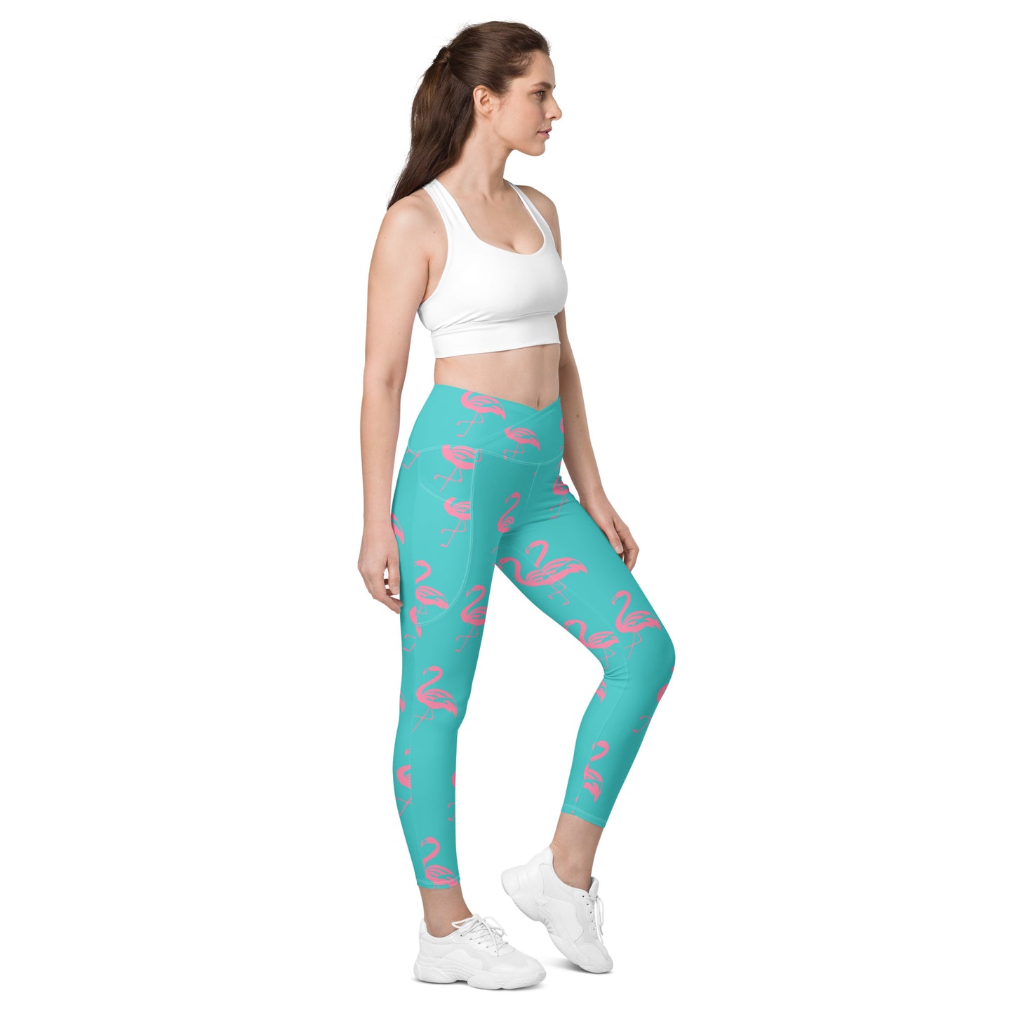 Flamingo Crossover Leggings with Pockets