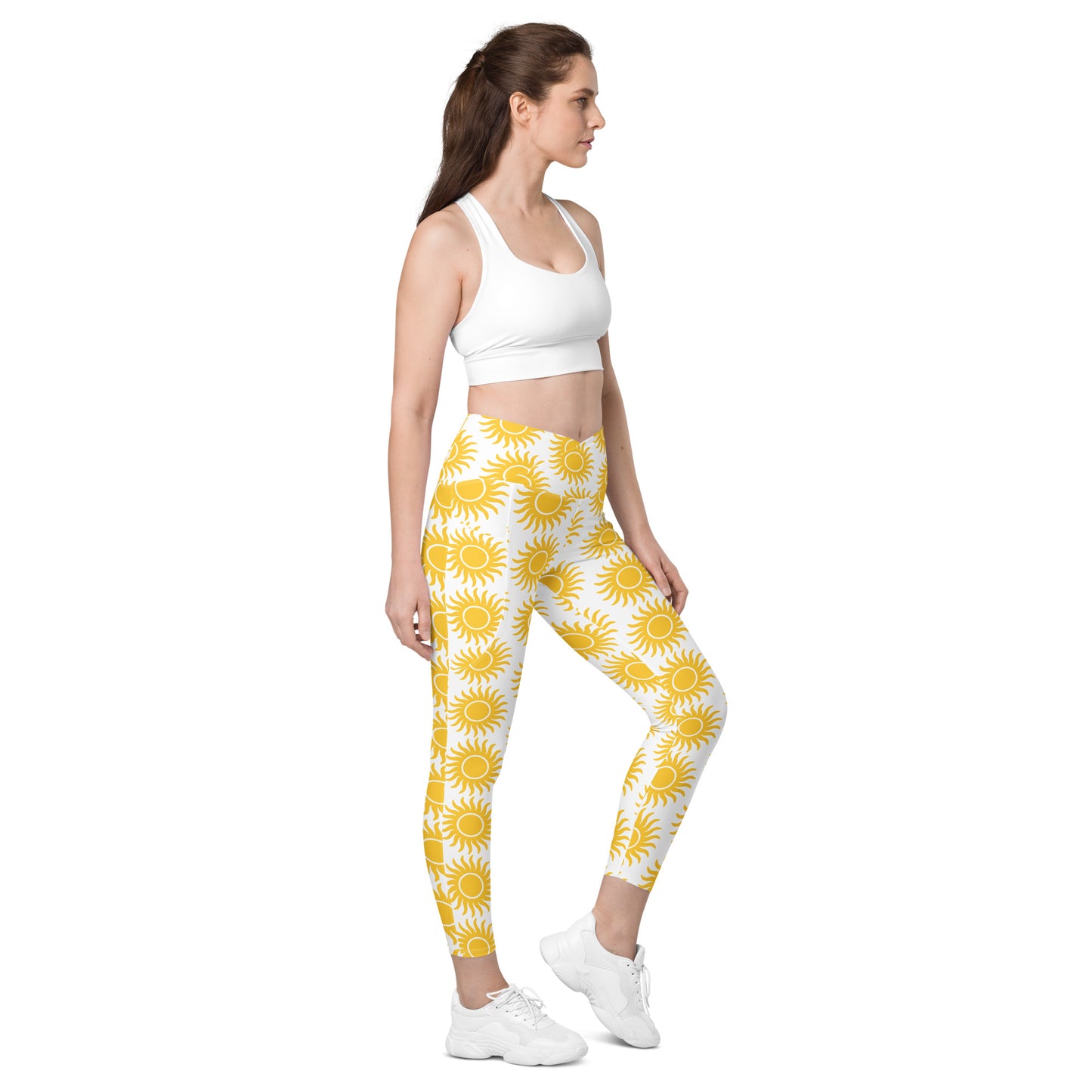 Sunburst Leggings With Pockets - White