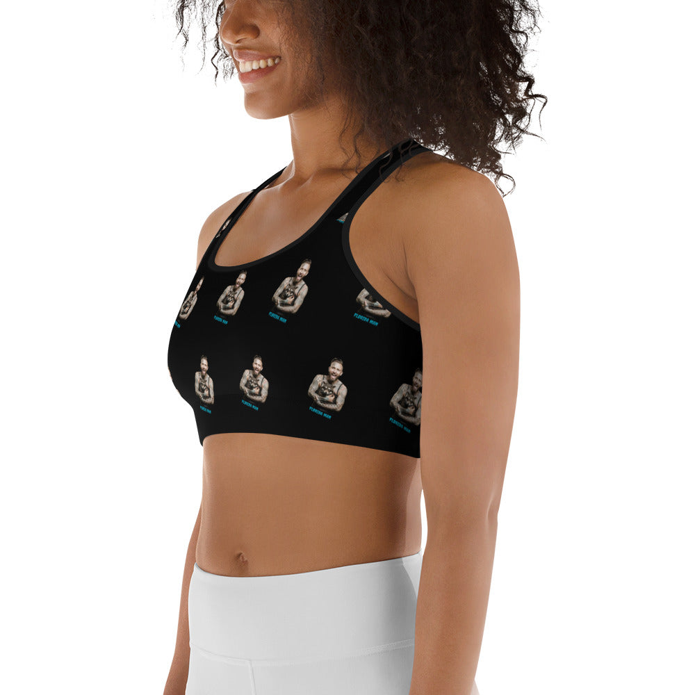 Florida Man w/Raccoon All-Over Print Sports Bra - Black