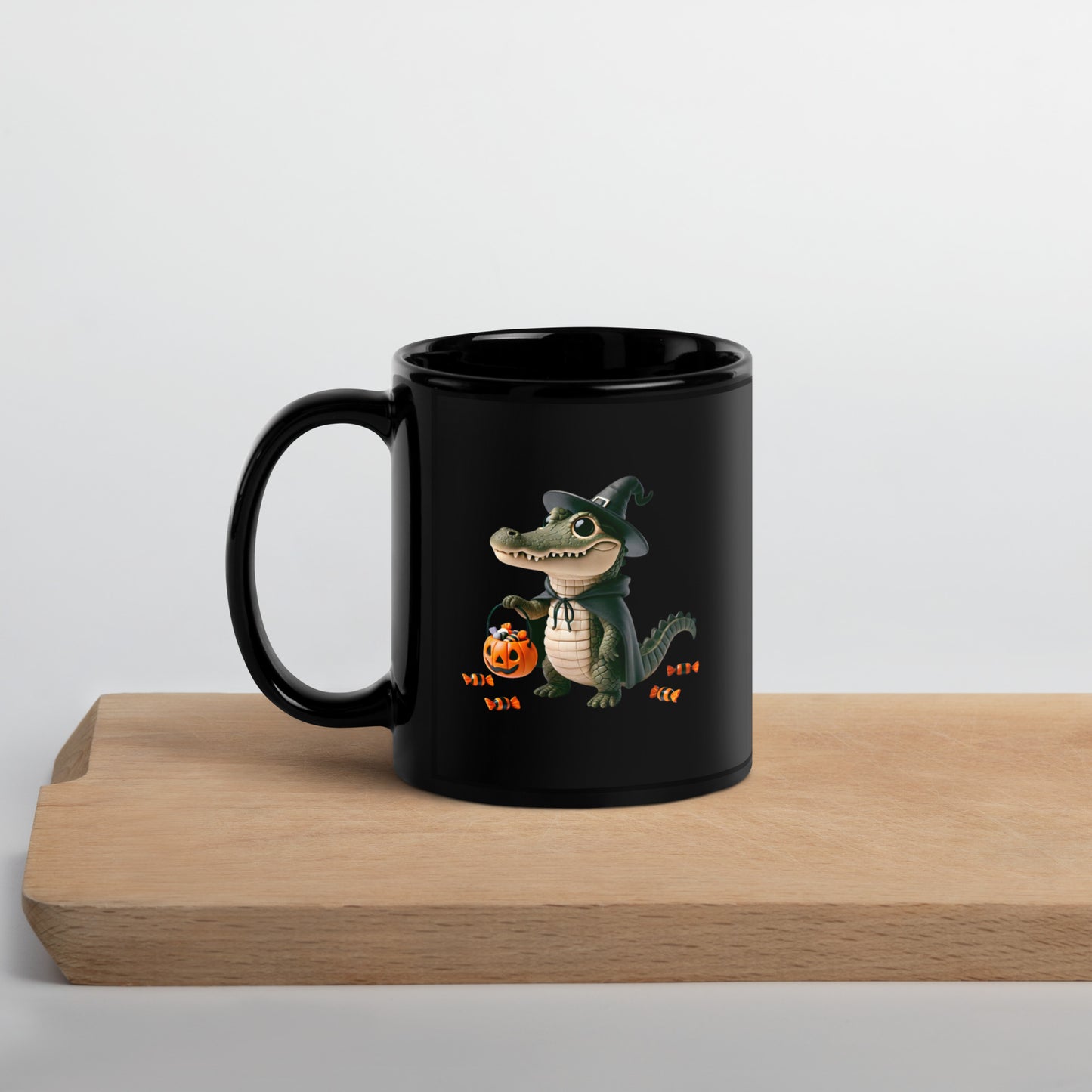 Halloween in Florida Black Glossy Mug (Graphic Only)