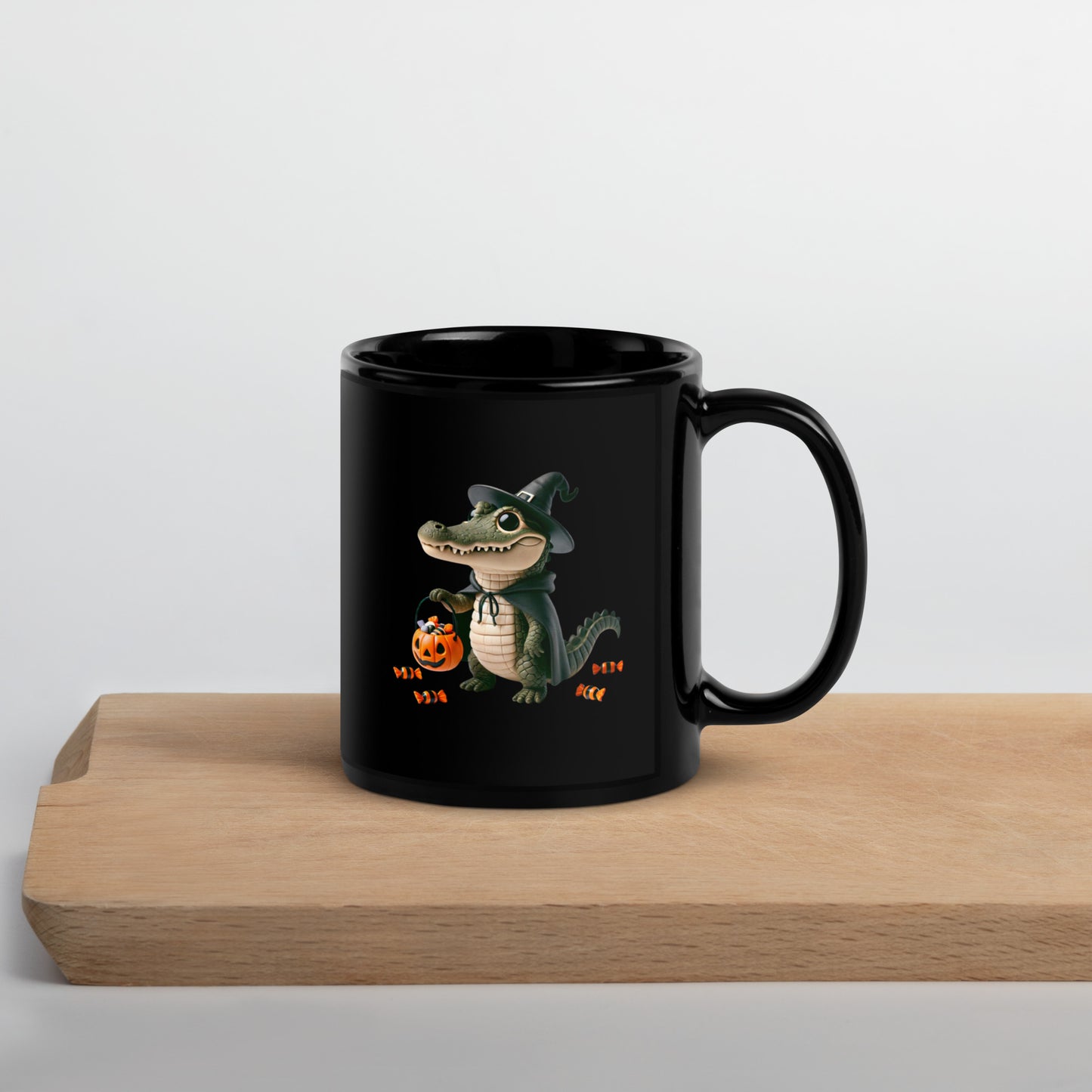 Halloween in Florida Black Glossy Mug (Graphic Only)