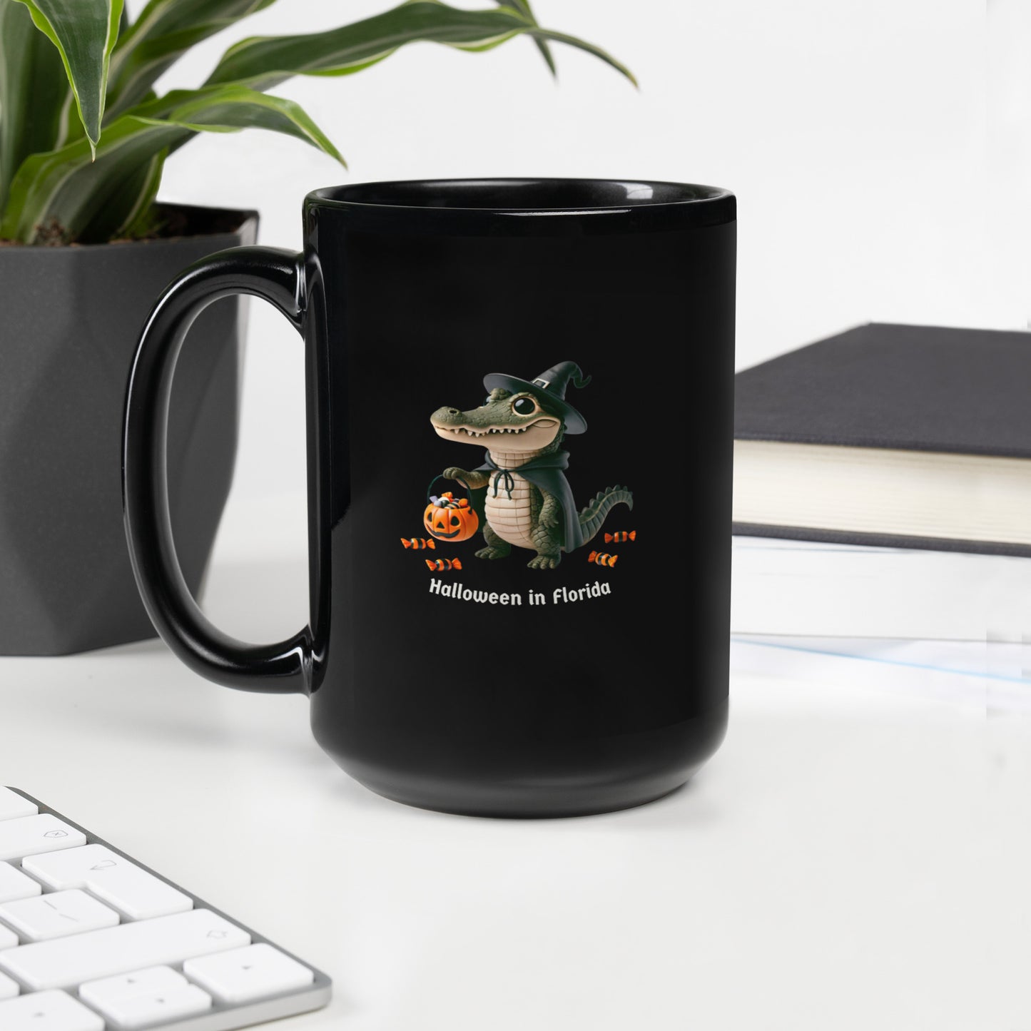 Halloween in Florida Black Glossy Mug