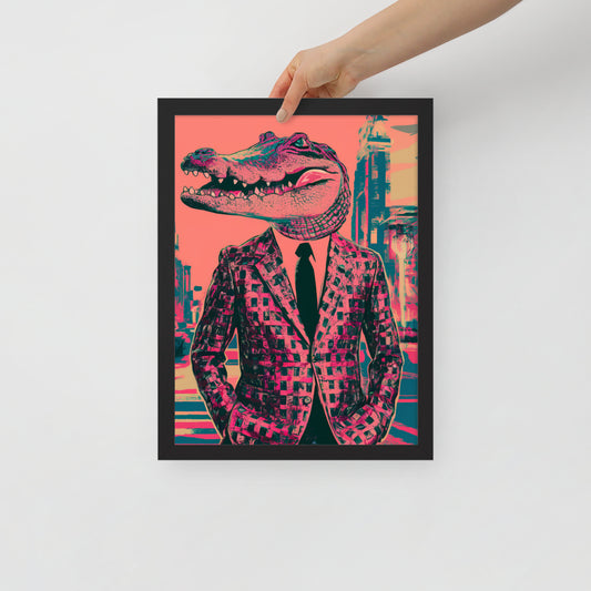 Pink Pop Art Gator Framed Poster