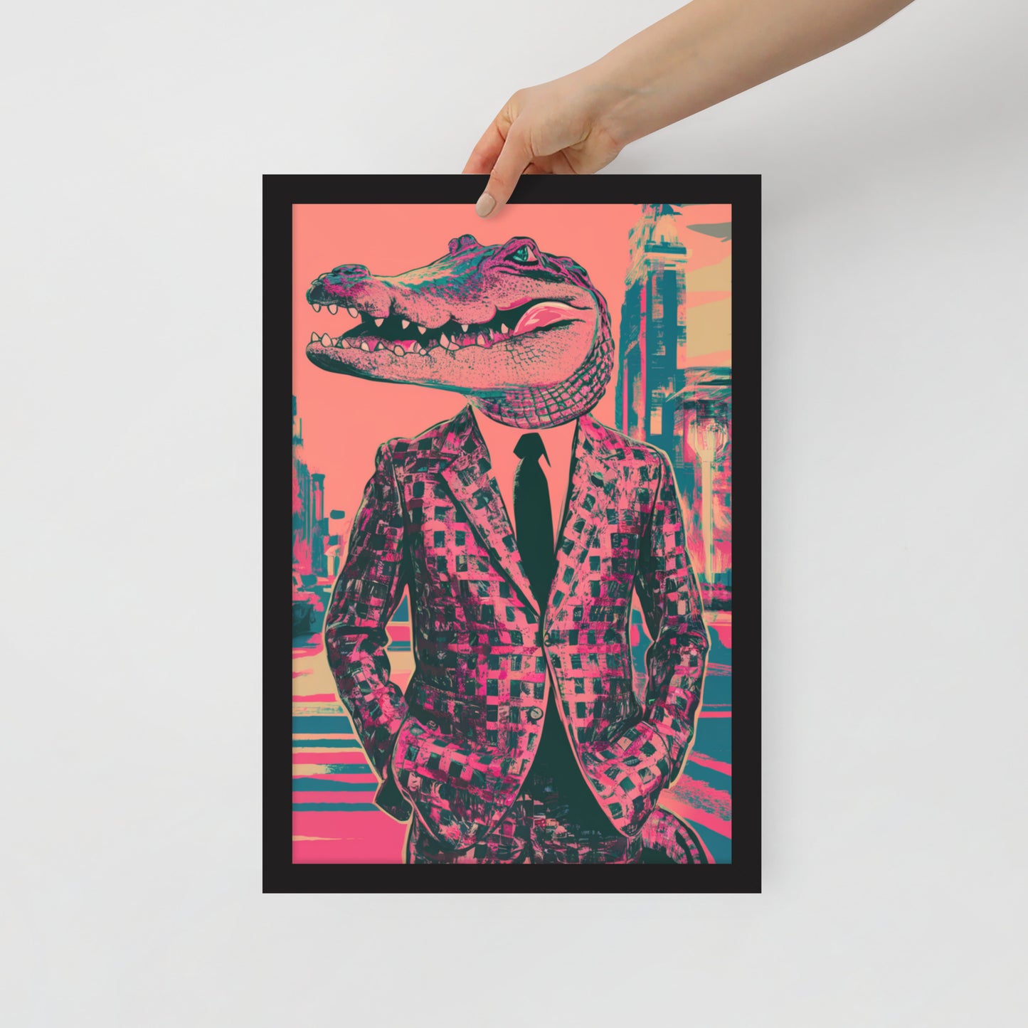 Pink Pop Art Gator Framed Poster