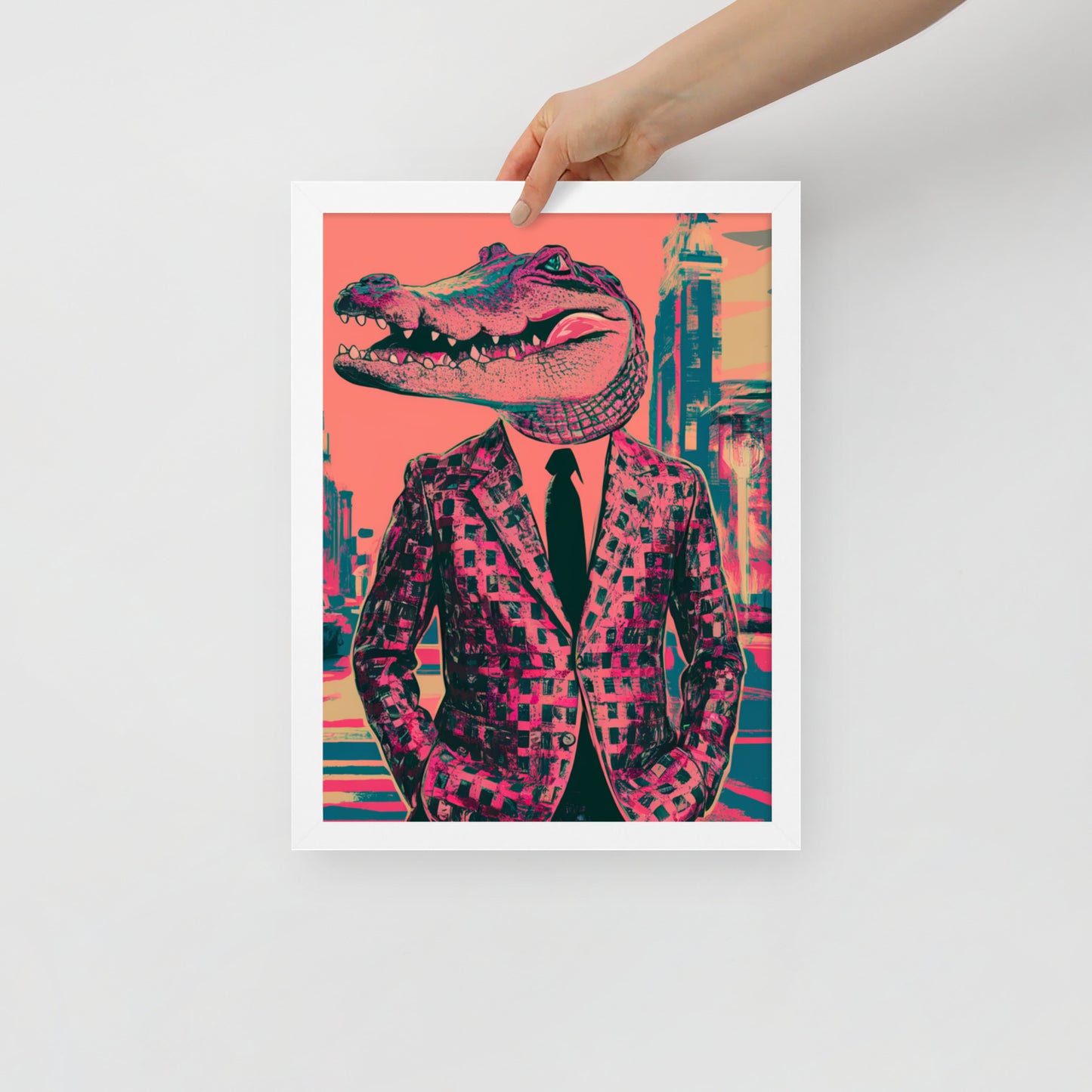 Pink Pop Art Gator Framed Poster