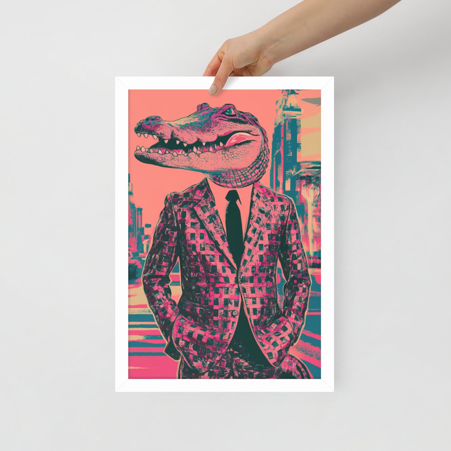 Pink Pop Art Gator Framed Poster