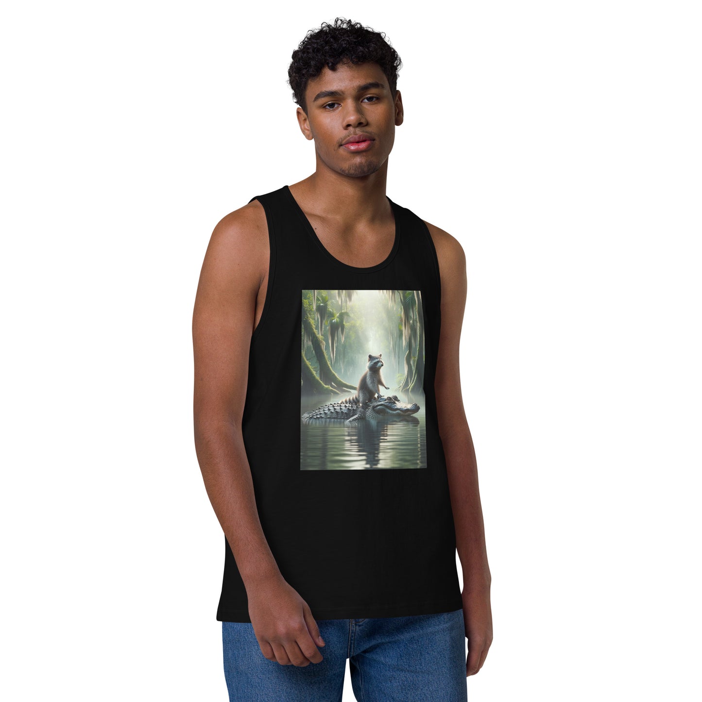 Raccoon Riding Gator Men's Tank Top