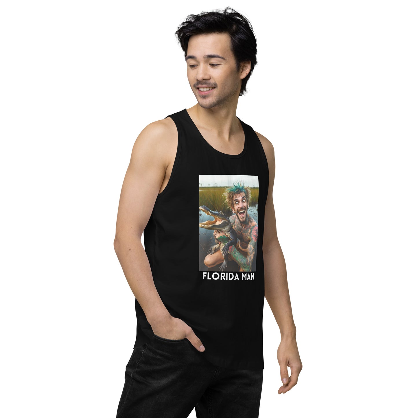 Florida Man Holding Gator Men's Tank Top