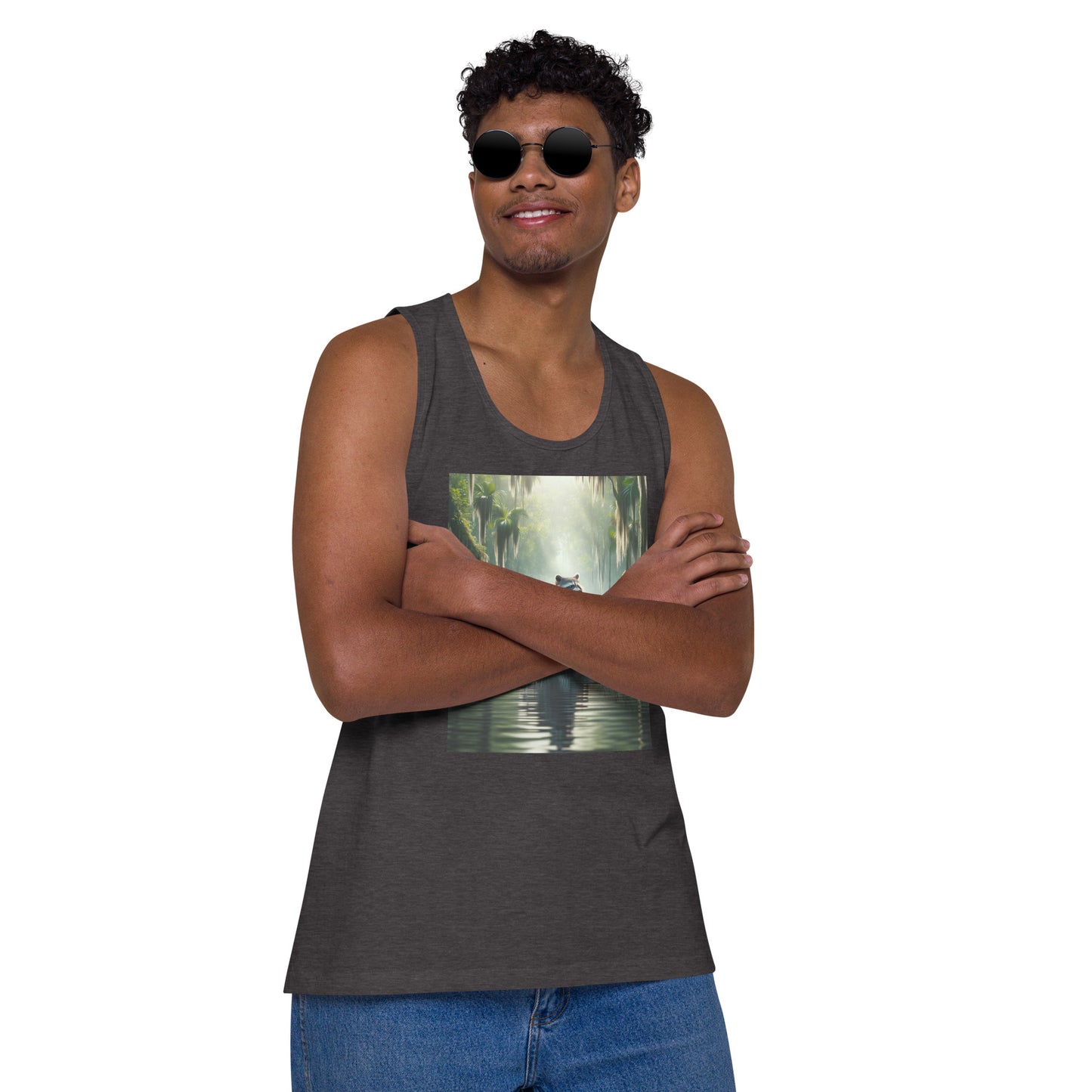 Raccoon Riding Gator Men's Tank Top