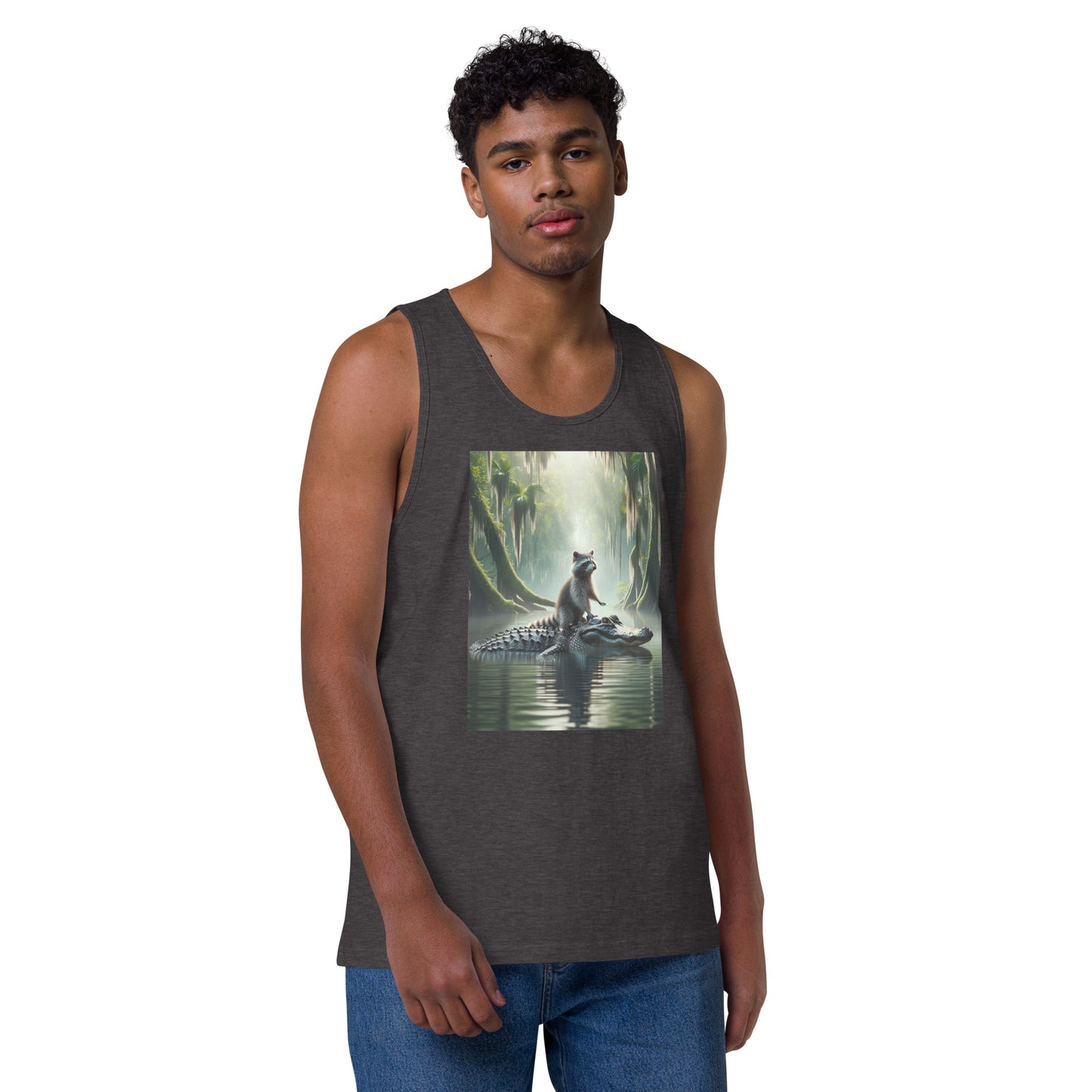 Raccoon Riding Gator Men's Tank Top