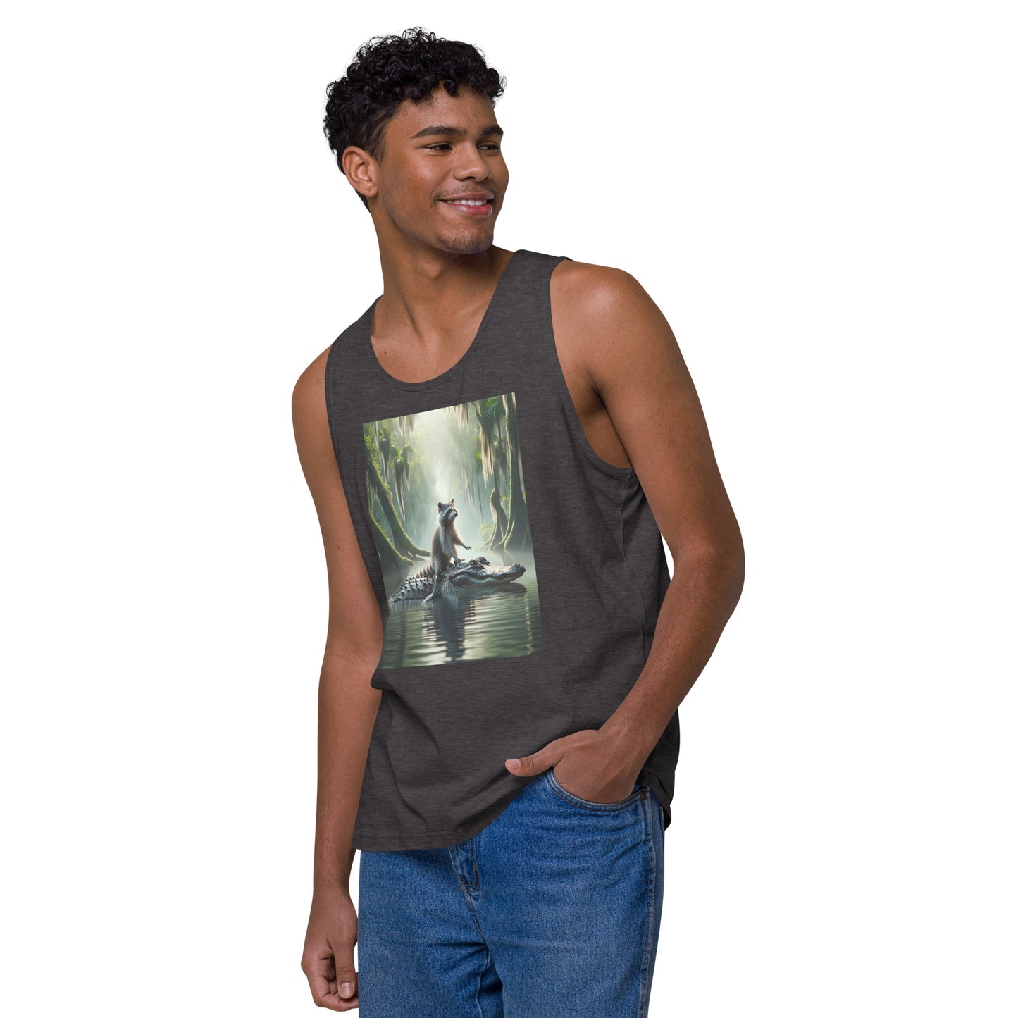 Raccoon Riding Gator Men's Tank Top