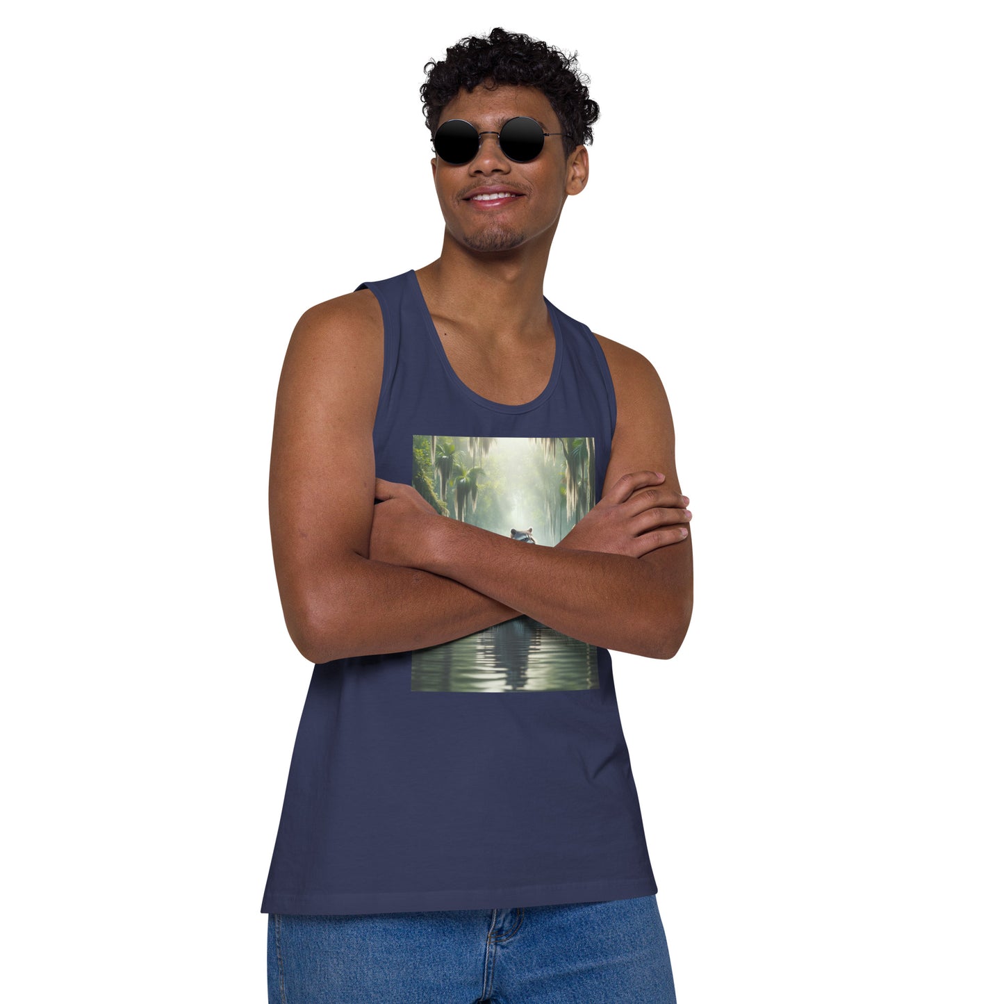 Raccoon Riding Gator Men's Tank Top