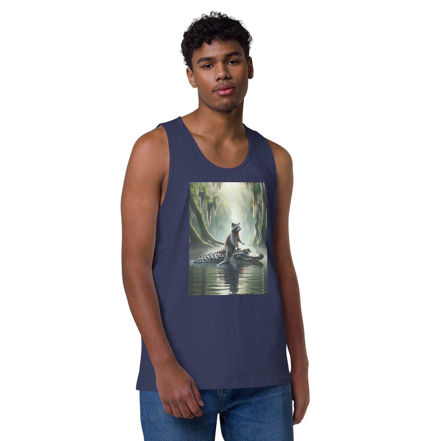 Raccoon Riding Gator Men's Tank Top