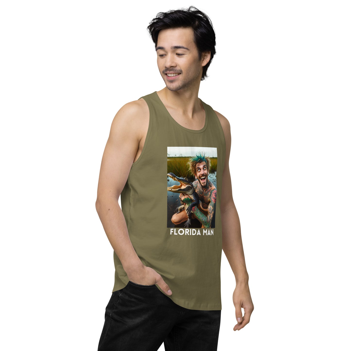 Florida Man Holding Gator Men's Tank Top