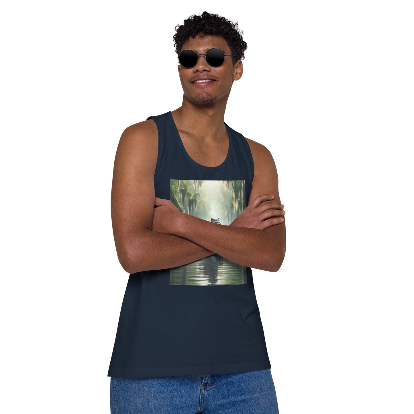 Raccoon Riding Gator Men's Tank Top
