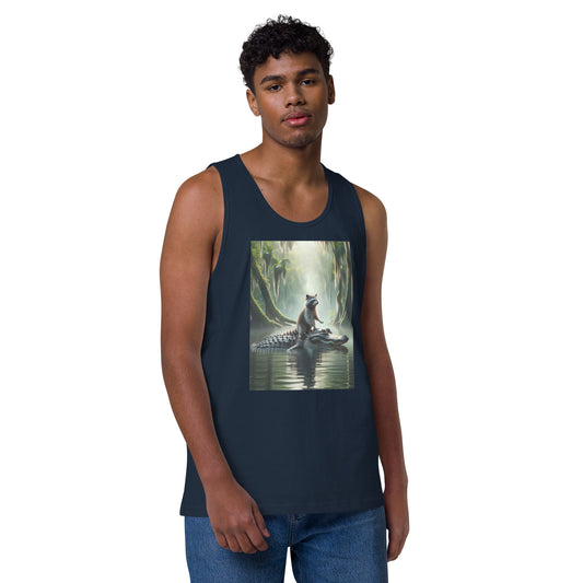 Raccoon Riding Gator Men's Tank Top