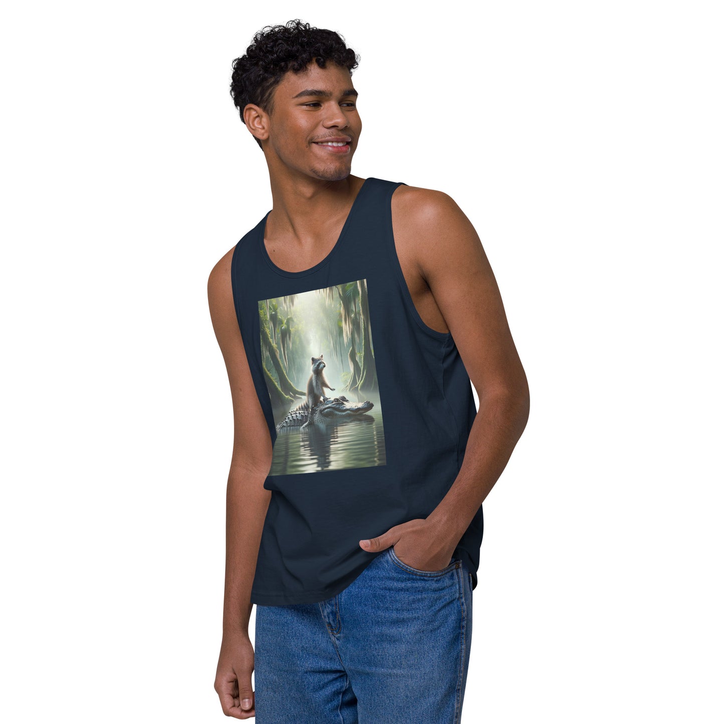 Raccoon Riding Gator Men's Tank Top